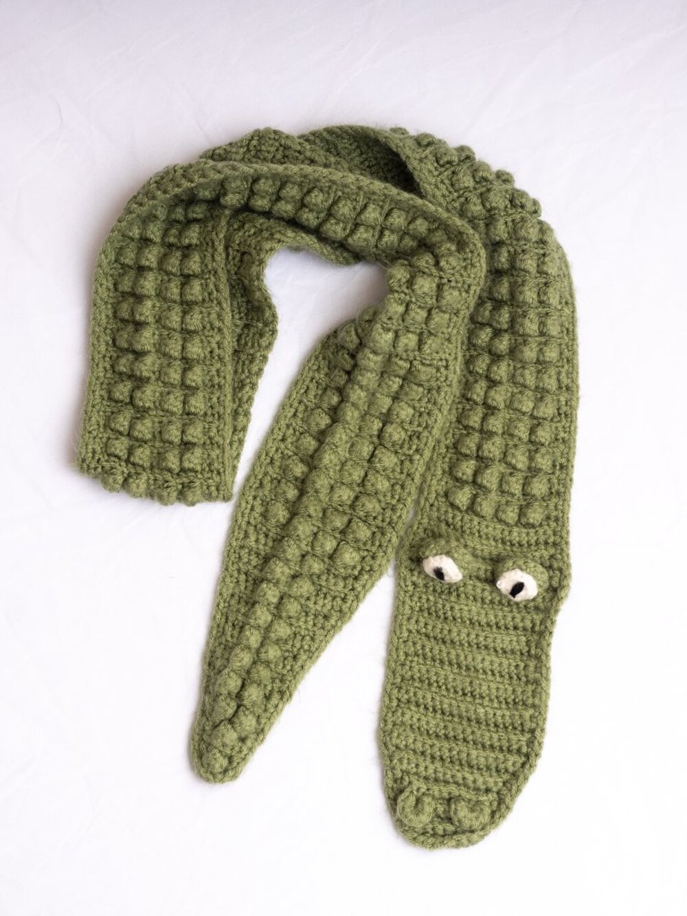 Kids Crochet Alligator Green Scarf
